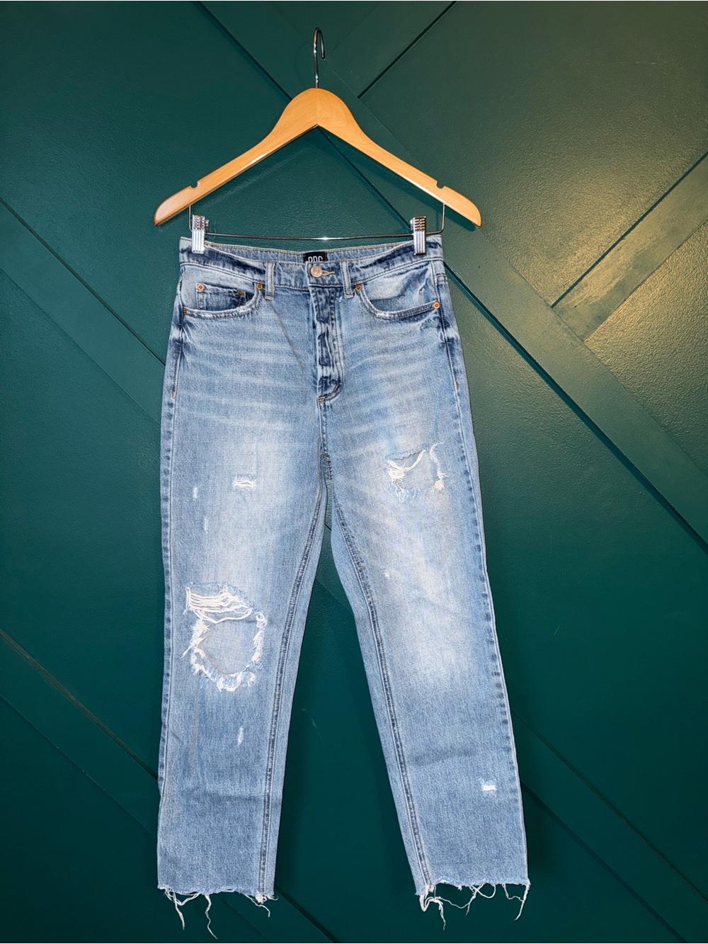 BDG Light Wash Distressed Straight Leg Jeans